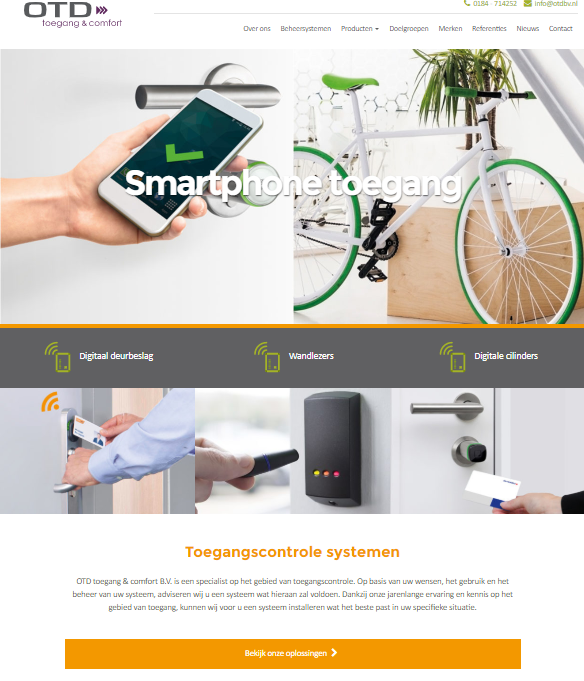 Voorbeeld van nieuwe website OTD toegangscontrole